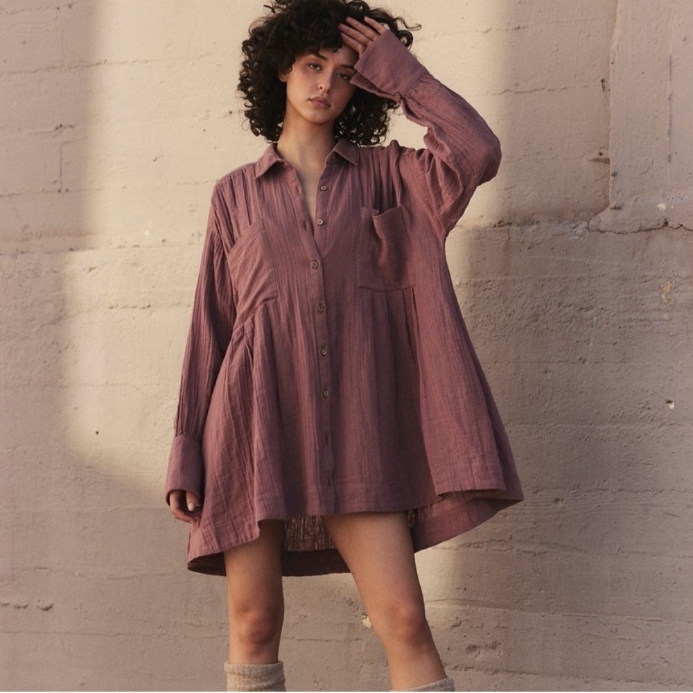 Free People The Voyager Shirtdress Size XS in Antique Oak NWT